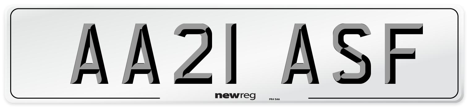 AA21 ASF Number Plate from New Reg